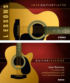 guitar lessons music business card vizons design