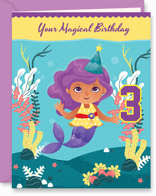 Mermaid Magical 3rd Birthday Card For Girl