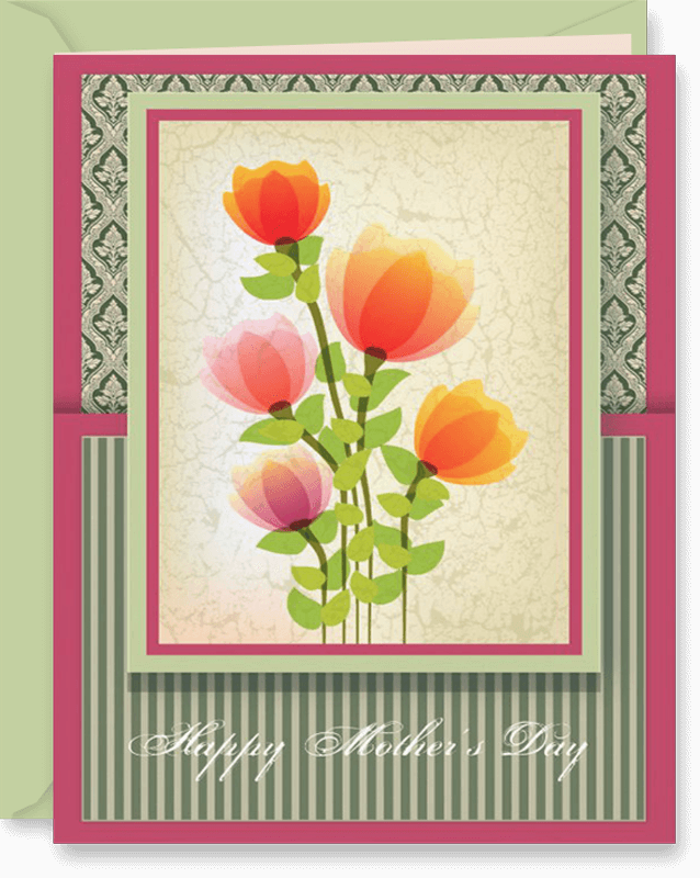 Beautiful Mother's Day Greeting Card with Damask