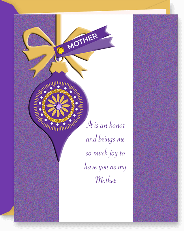 Gemstones & Ornament Christmas Card For Mother