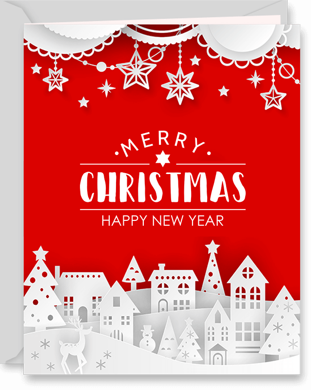 Winter Town Christmas Greeting Card (v1)