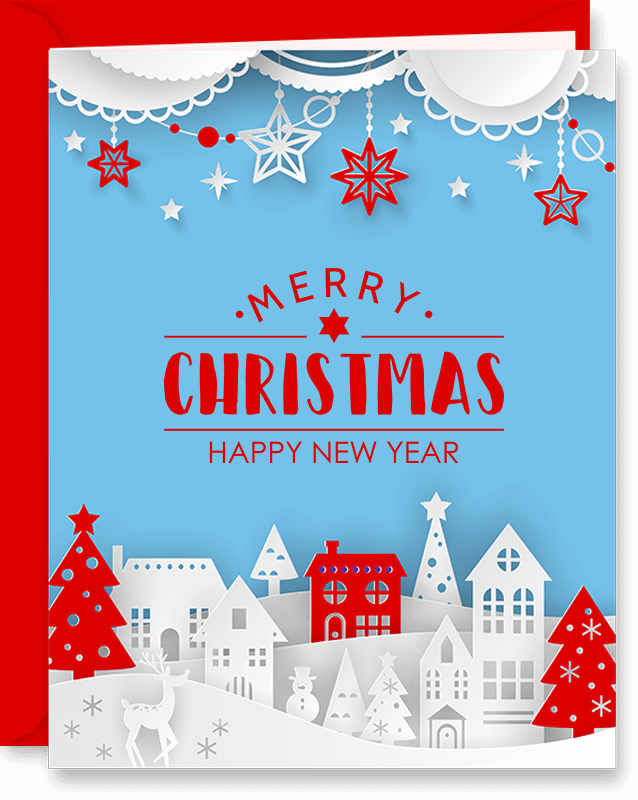 Winter Town Christmas Greeting Card (v2)