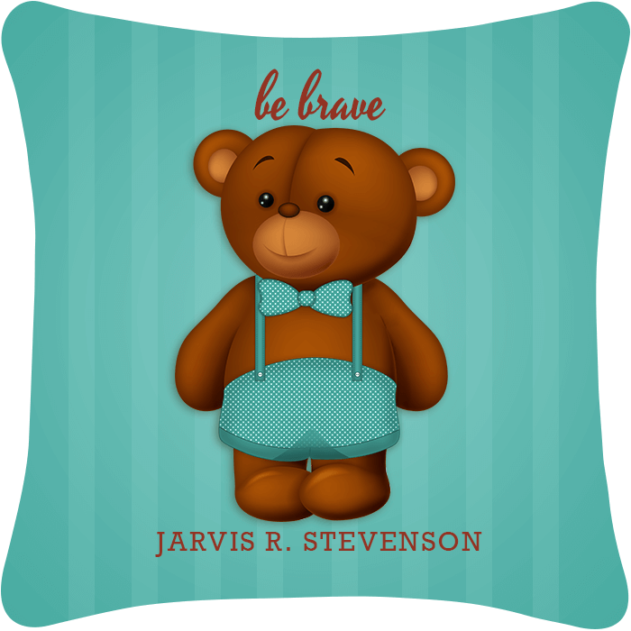 Be Brave Boy Teddy Bear Throw Pillow