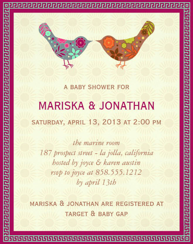 Birds Couples Baby Shower Invitation