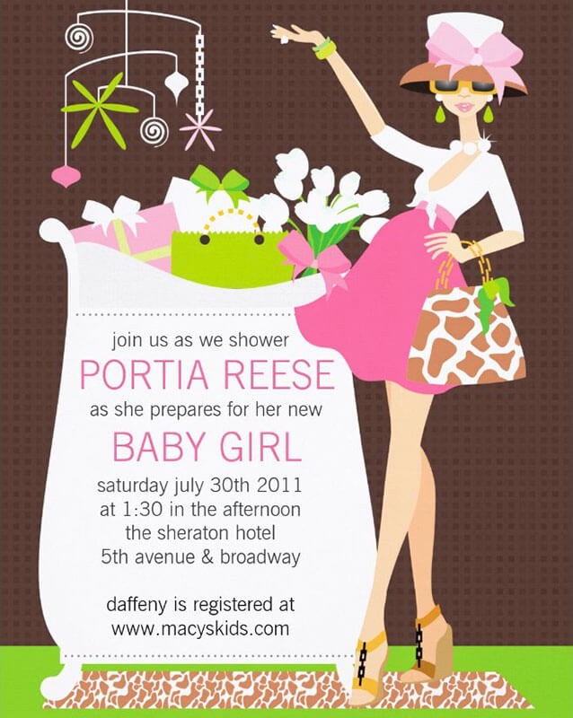 Chic Mom Girl Baby Shower Invitation