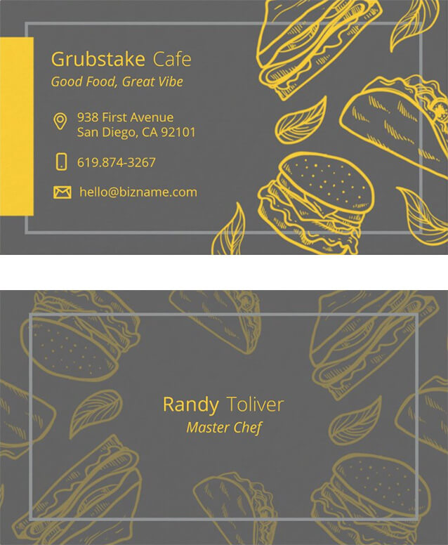 Tacos & Sandwiches Restaurant Business Card