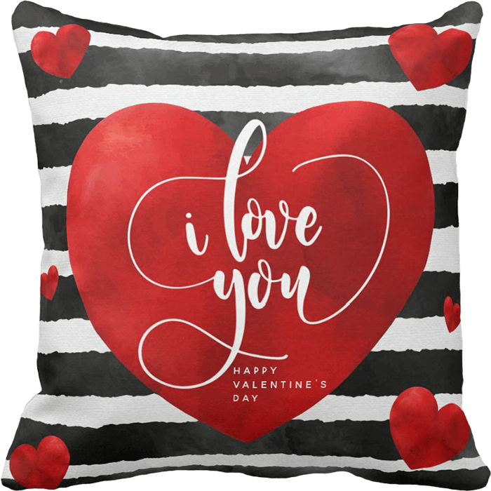 Hearts & Stripes Valentine's Day Throw Pillow