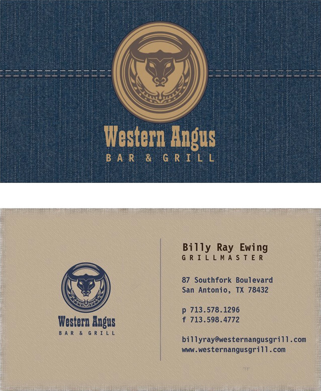 Western Angus Bar & Grill Restaurant Business Card