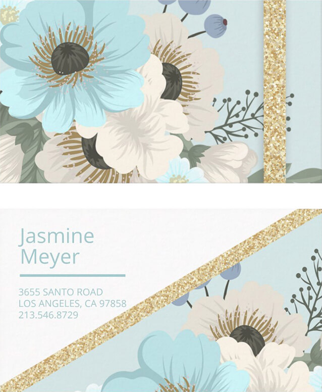 Blue Florals Business Card