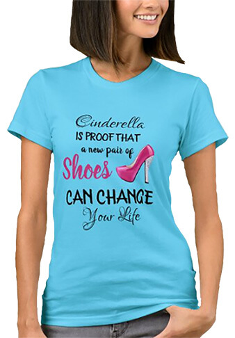 Funny Women's T-Shirts Cinderella Shoes