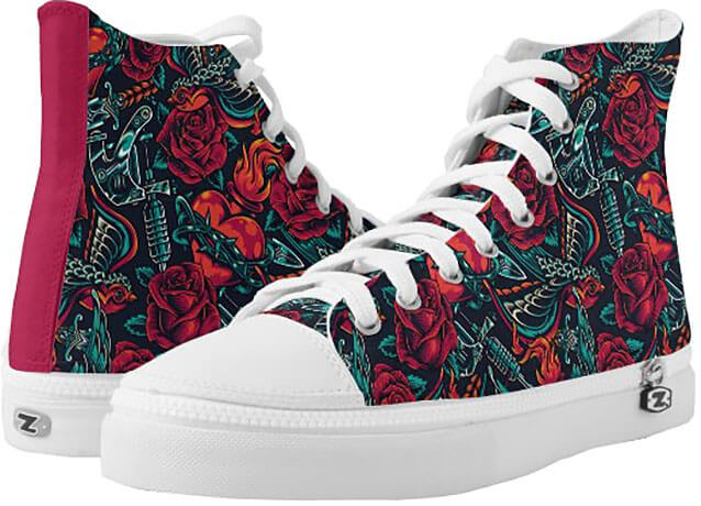 Tattoo Patterned Women's High-Top Sneakers