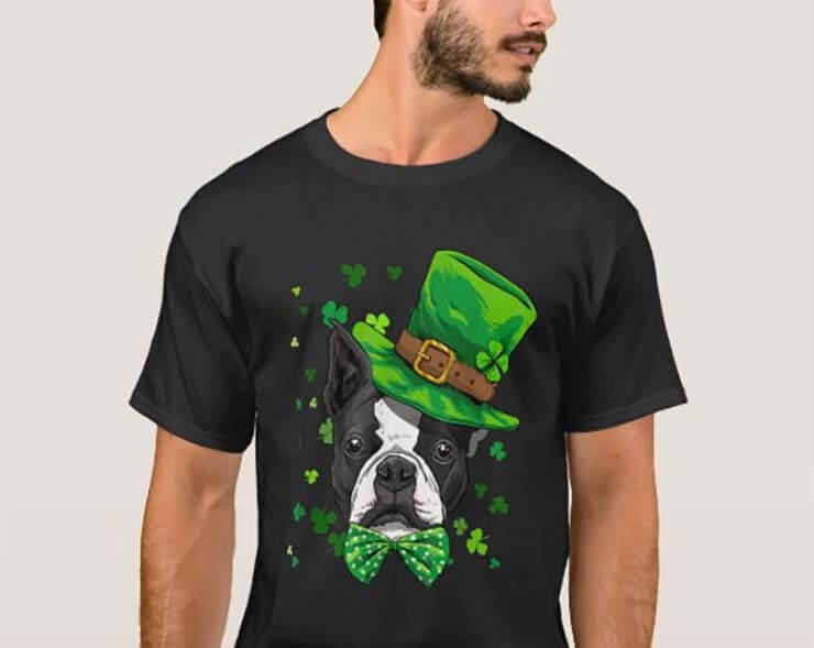 Boston Terrier Leprechaun St. Patrick's Day Dog T-Shirt