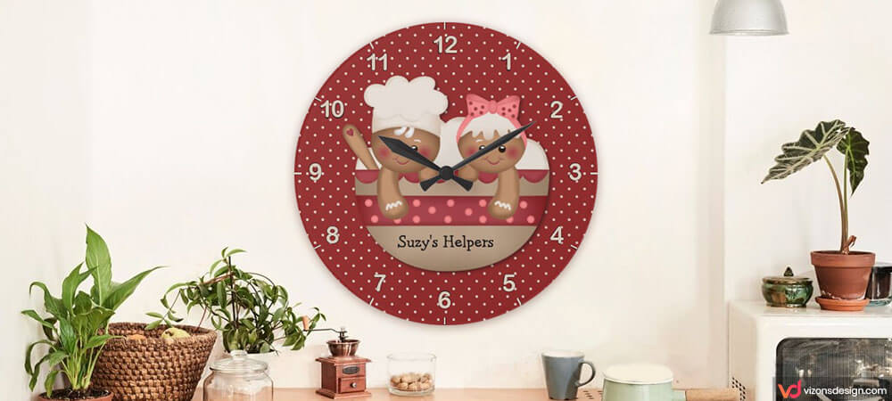 Personalized Kitchen Wall Clocks Vizons Design