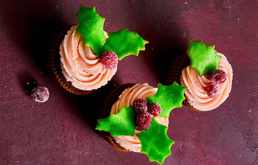 Good Housekeeping Holly Cupcakes