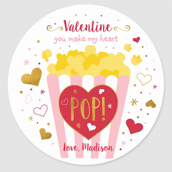 You Make My Heart Pop Valentine's Day Sticker Gifts For Kids