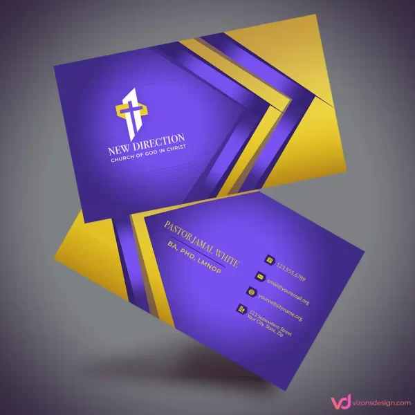 Purple and Gold Church Business Card Template