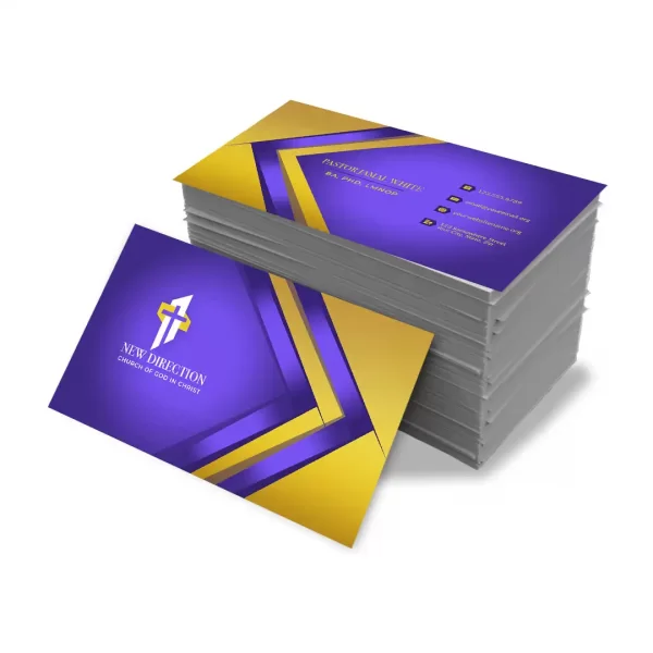 Purple and Gold Church Business Card Template