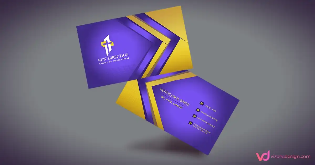 Purple and Gold Church Business Card Template