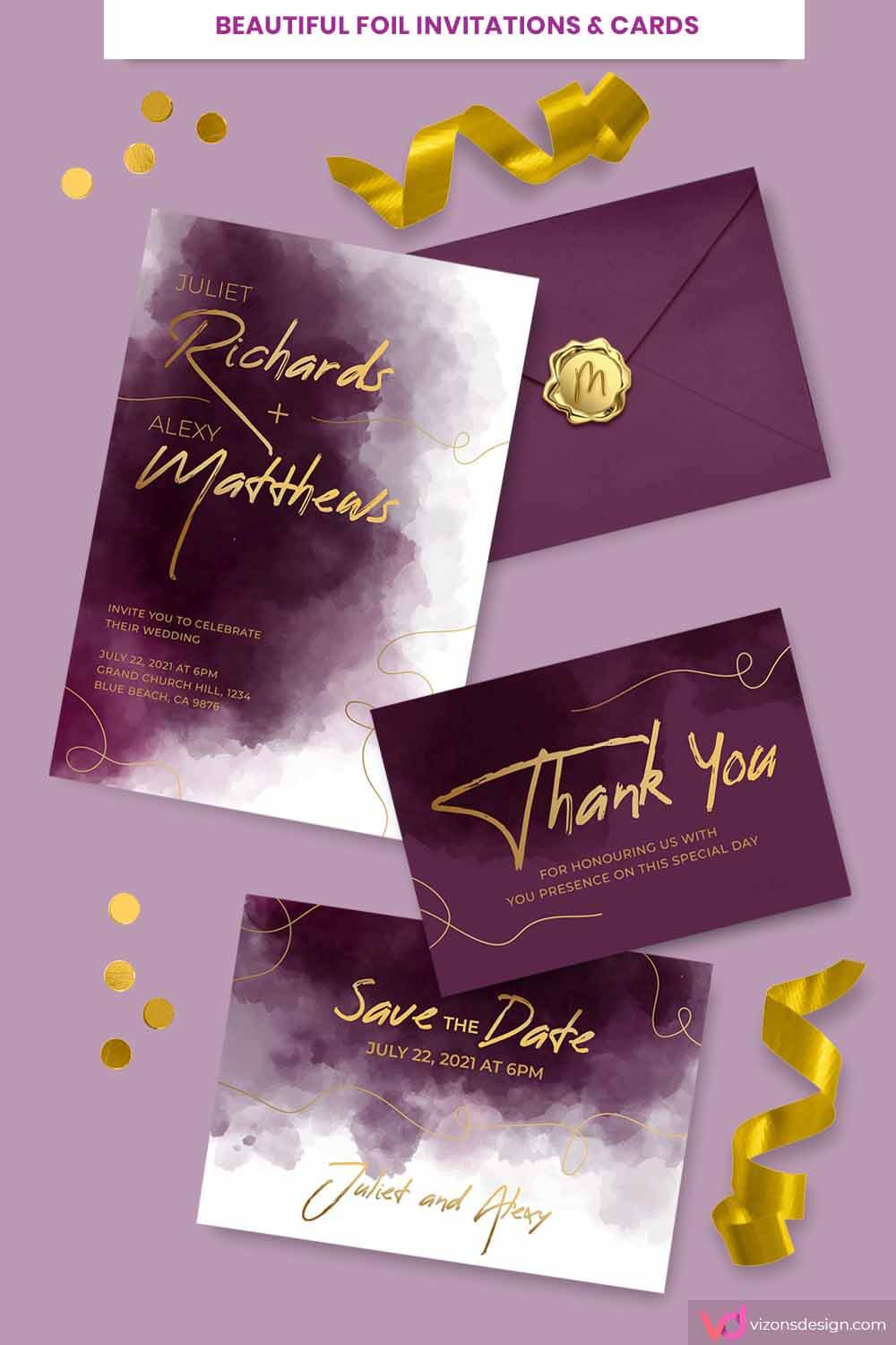 Beautiful Foil Invitations & Cards
