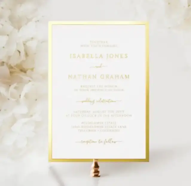 Gold Foil Wedding Invitations and Cards