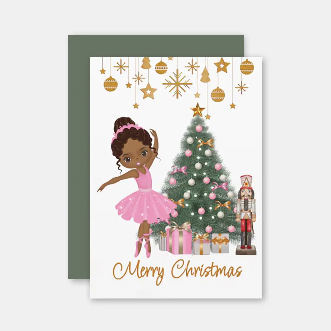 Vizons Design African American Ballerina Christmas Greeting Card
