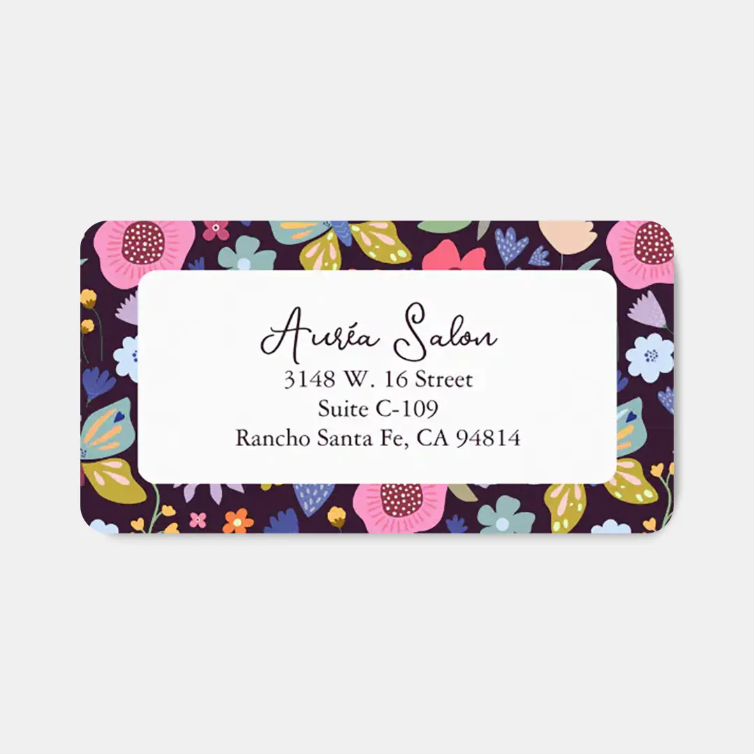 Vizons Design Dark Plum & Florals Business Shipping Label School and Office Supplies