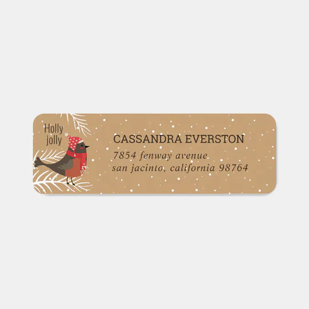 Vizons Design Festive Bird Holiday Return Address Labels