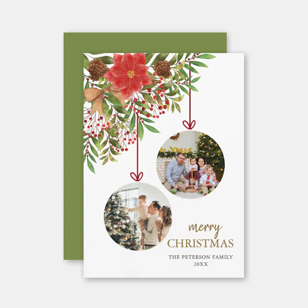 Vizons Design Elegant Christmas Ornaments Photo Greeting Card