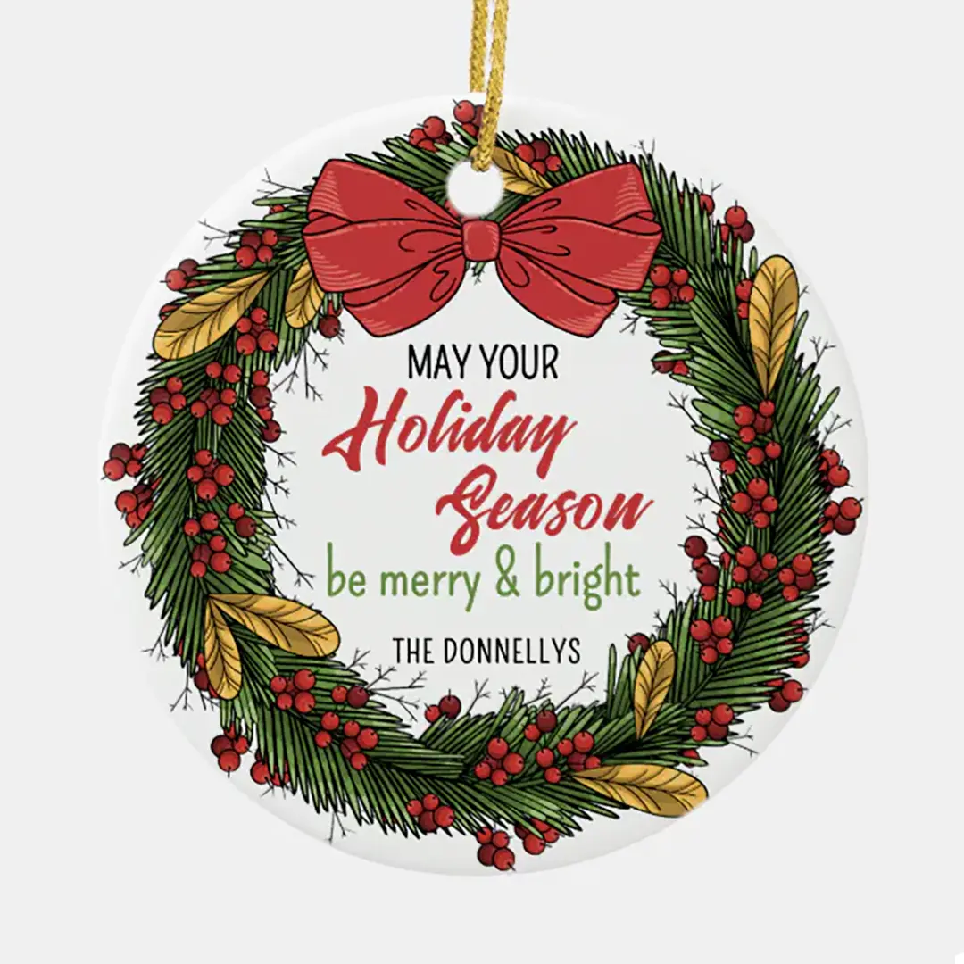 Vizons Design Elegant Christmas Wreath Personalized Ornament