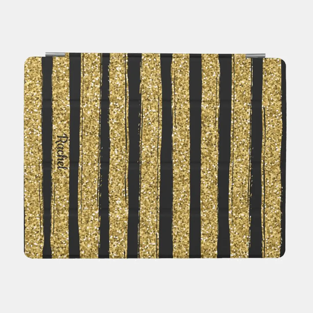 Vizons Design Faux Gold Glitter Black Strips iPad Pro Case