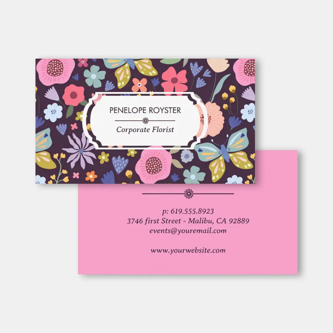 Vizons Design Floral Dark Plum & Mauve Business Card Essential Business Supplies