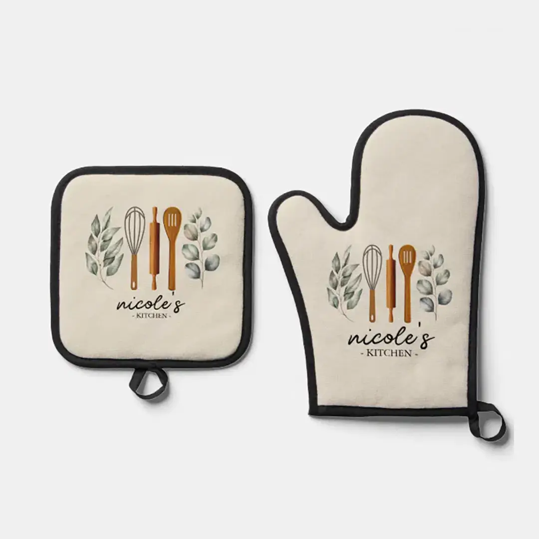 Vizons Design Personalized Kitchen Utensils Oven Mitt & Pot Holder Home Decor Gifts