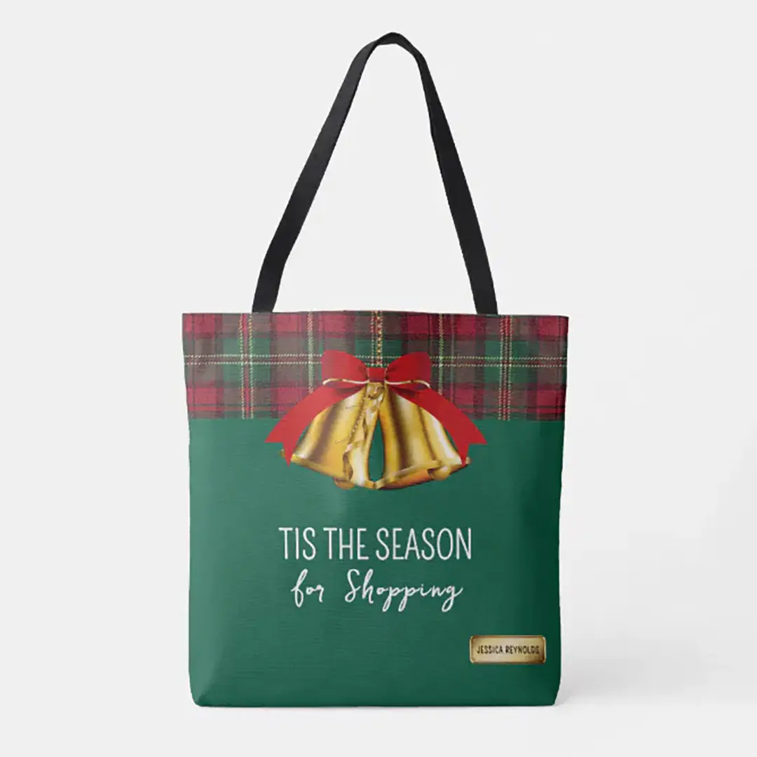 Vizons Design Tis the Season for Shopping Personalized Holiday Tote Bag Gifts