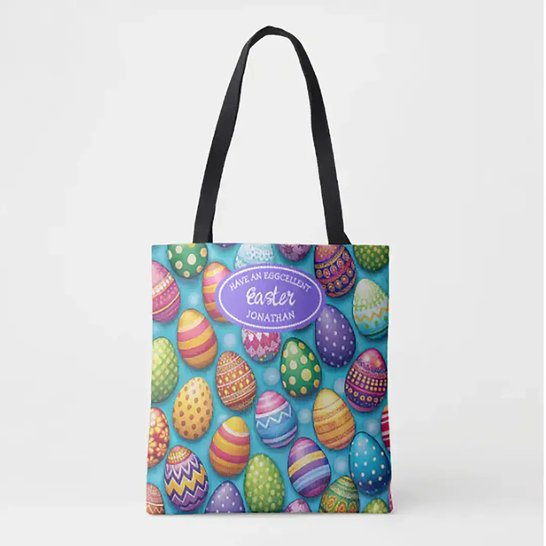 Vizons Design Decorated Colorful Easter eggs Personalized Tote Bag
