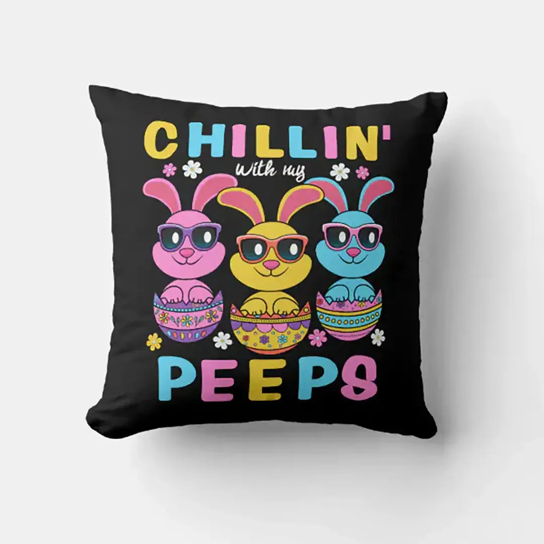 Chillin' With My Peeps Easter Throw Pillow - Vizons Design