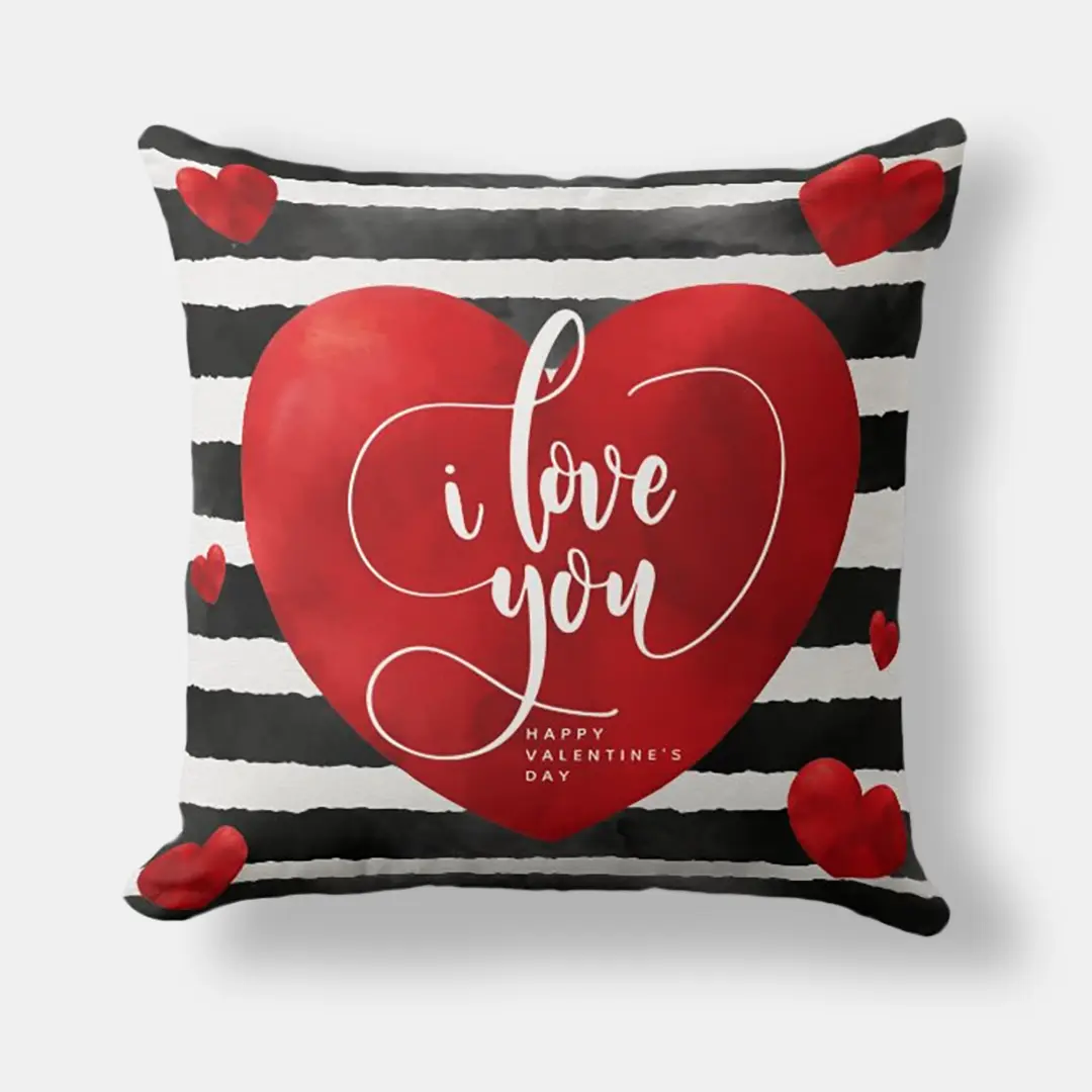 Hearts and Stripes I Love You Valentine's Day Throw Pillow | Vizons Design