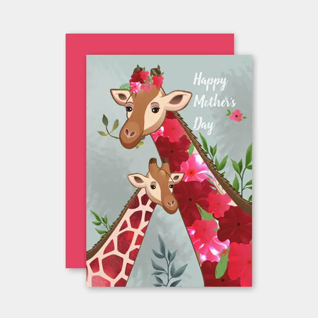 Vizons Design Mom and Baby Giraffes Mother's Day Card