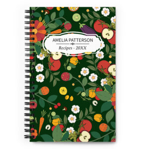 Boho Floral Food Pattern - Name Personalized Notebook